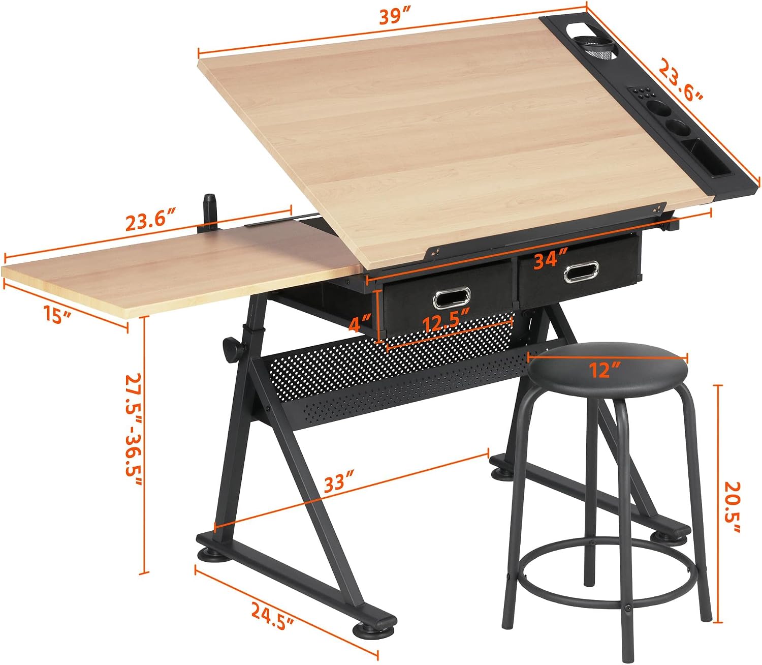 Adjustable Drafting Table Art  - Office Stool ulasan dan harga