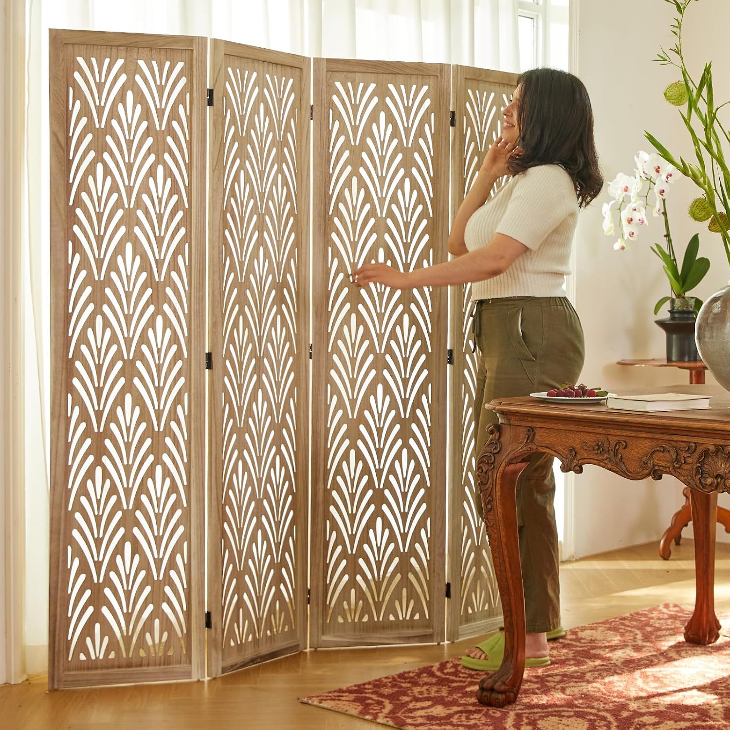 5.6Ft Folding Wood Partition S - Partition Screen Divider ulasan dan harga