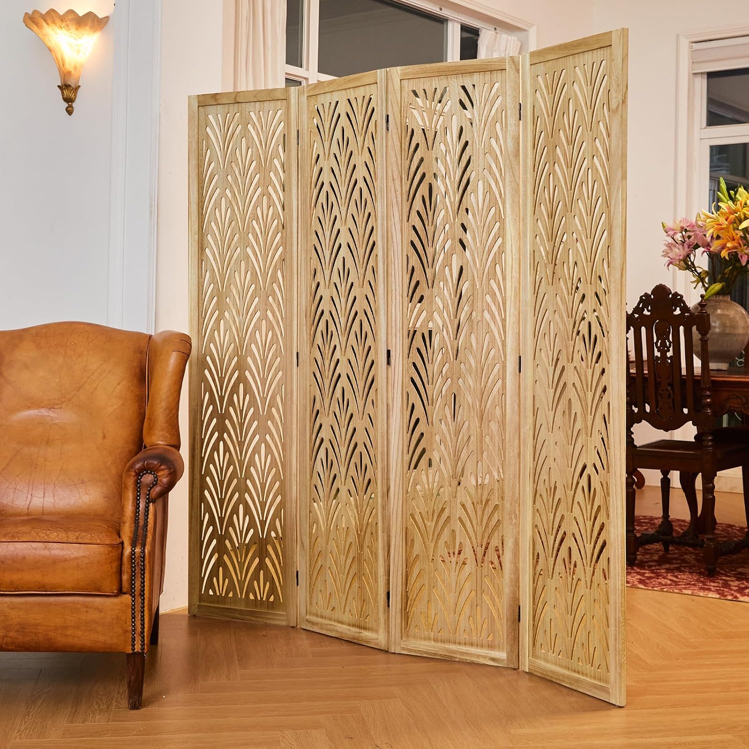 5.6Ft Folding Wood Partition S - Partition Screen Divider ulasan dan harga