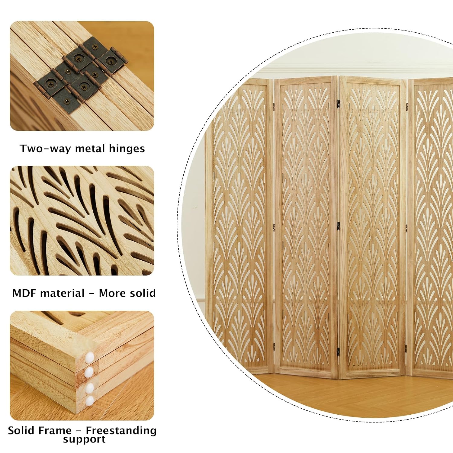5.6Ft Folding Wood Partition S - Partition Screen Divider ulasan dan harga